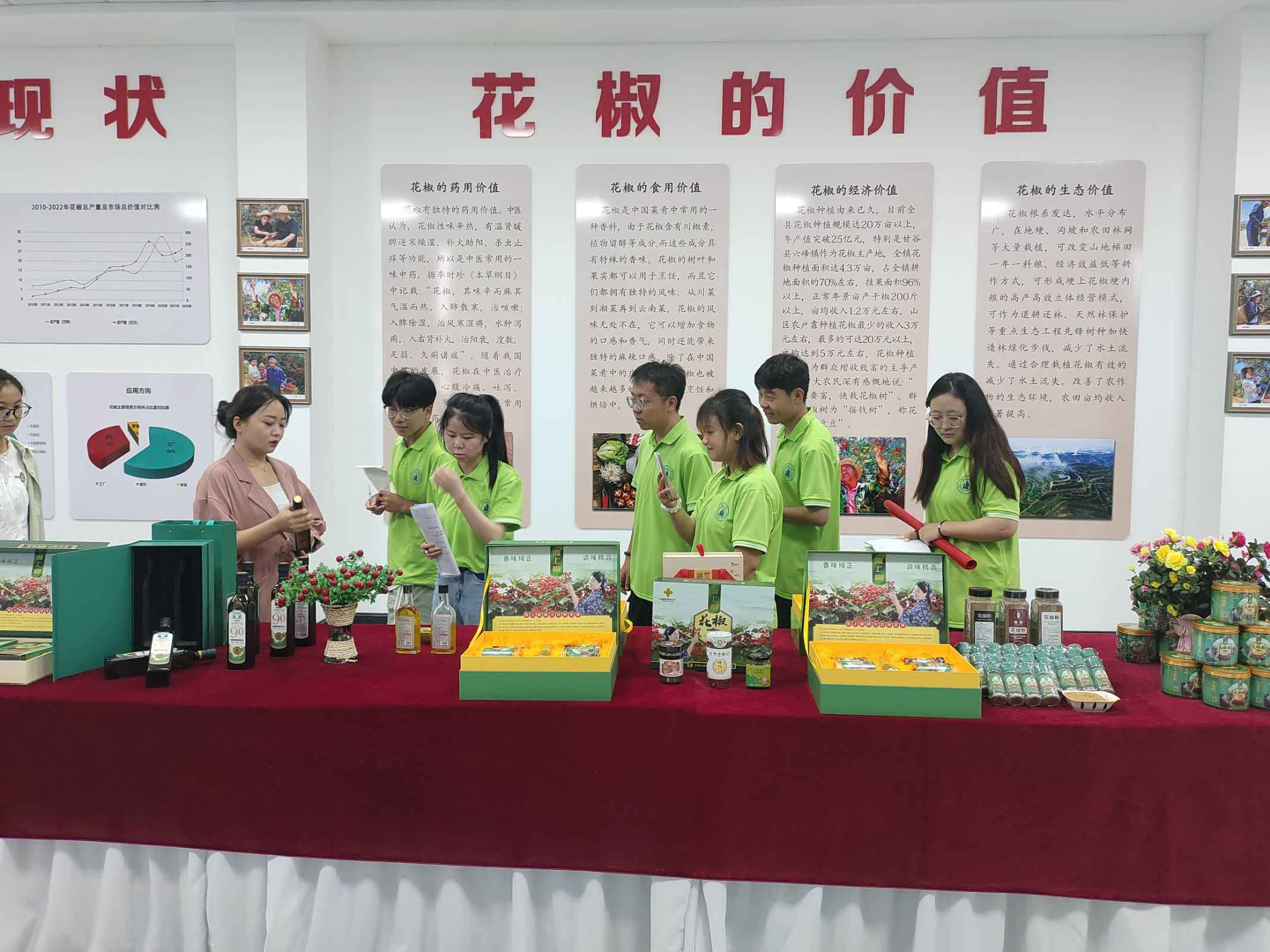 图2-实践团队在花椒集散交易中心负责人的带领下了解花椒的价值